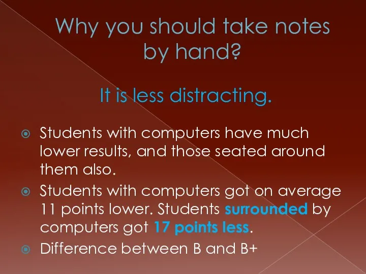 Why you should take notes by hand? Students with computers have much lower
