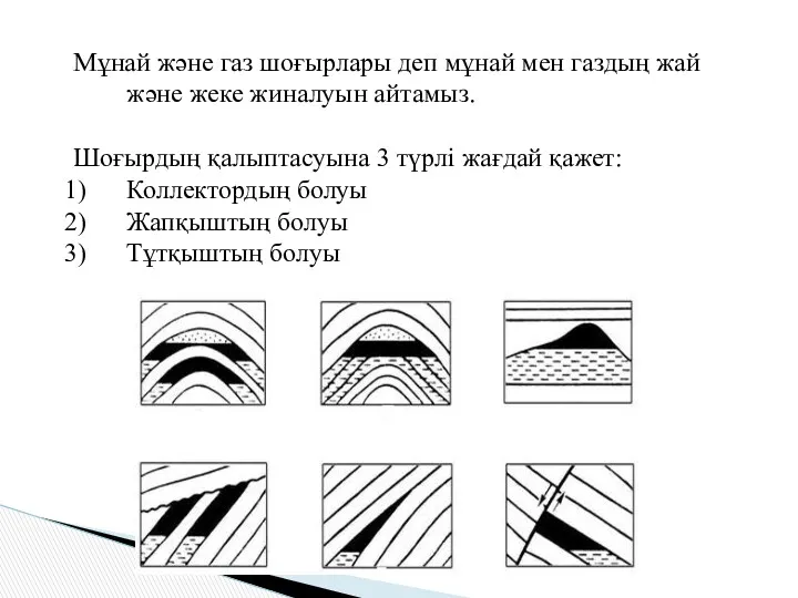 Мұнай және газ шоғырлары деп мұнай мен газдың жай және