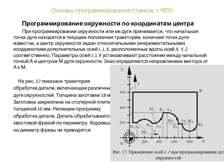 Основы программирования станков с ЧПУ Программирование окружности по координатам центра