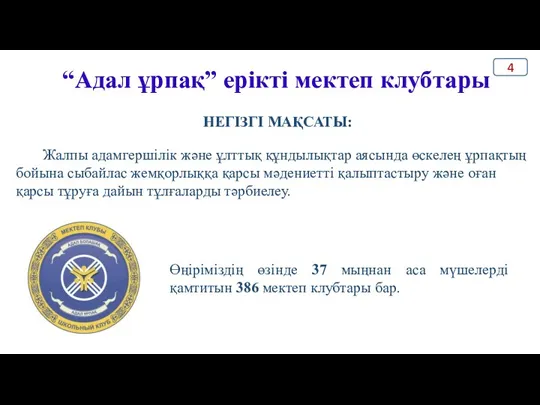 “Адал ұрпақ” ерікті мектеп клубтары Өңіріміздің өзінде 37 мыңнан аса