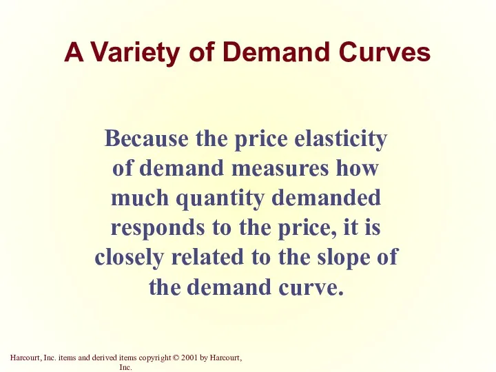 A Variety of Demand Curves Because the price elasticity of