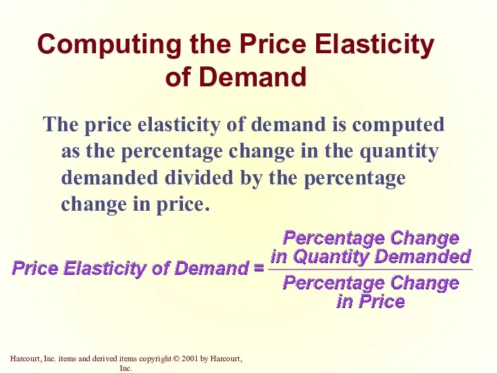 Computing the Price Elasticity of Demand The price elasticity of