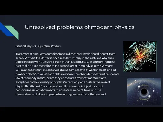 Unresolved problems of modern physics General Physics / Quantum Physics