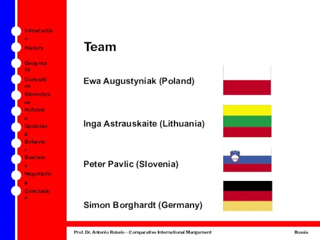 Team Ewa Augustyniak (Poland) Inga Astrauskaite (Lithuania) Peter Pavlic (Slovenia) Simon Borghardt (Germany)
