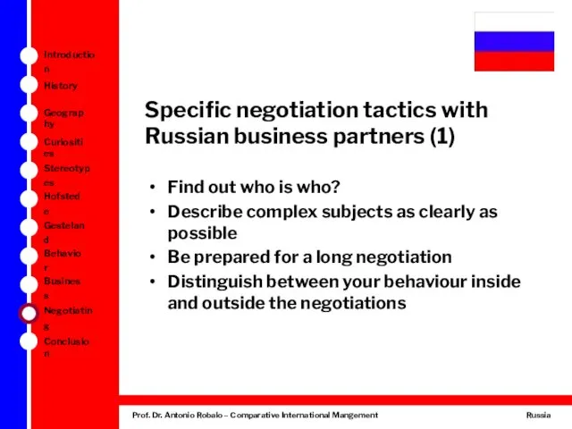 Specific negotiation tactics with Russian business partners (1) Find out