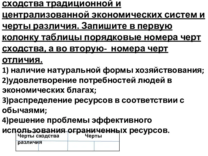 В2.В приведённом списке указаны черты сходства традиционной и централизованной экономических