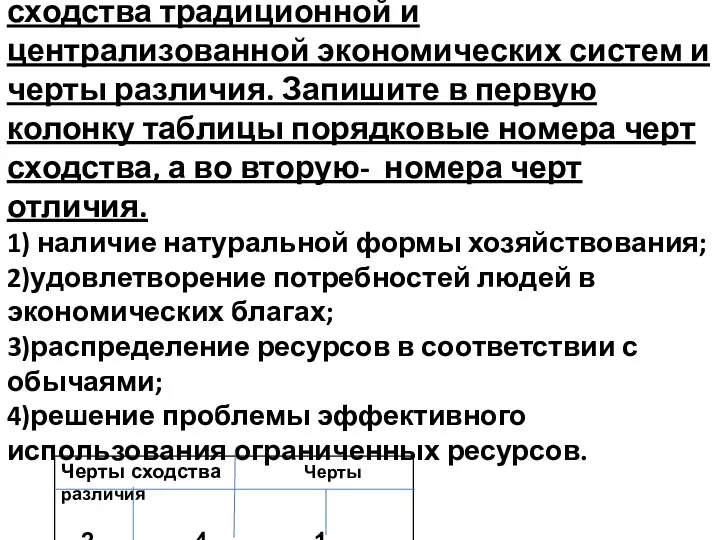 В2.В приведённом списке указаны черты сходства традиционной и централизованной экономических