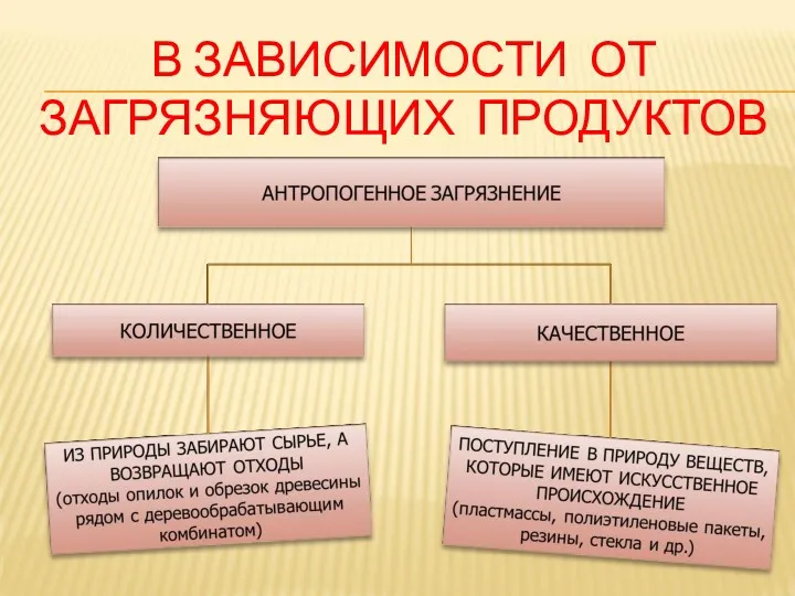 В ЗАВИСИМОСТИ ОТ ЗАГРЯЗНЯЮЩИХ ПРОДУКТОВ