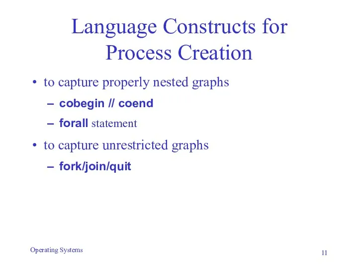 Language Constructs for Process Creation to capture properly nested graphs