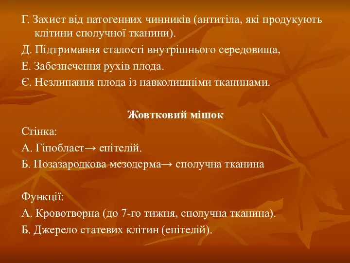 Г. Захист від патогенних чинників (антитіла, які продукують клітини сполучної