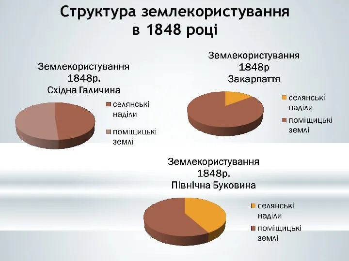 Структура землекористування в 1848 році