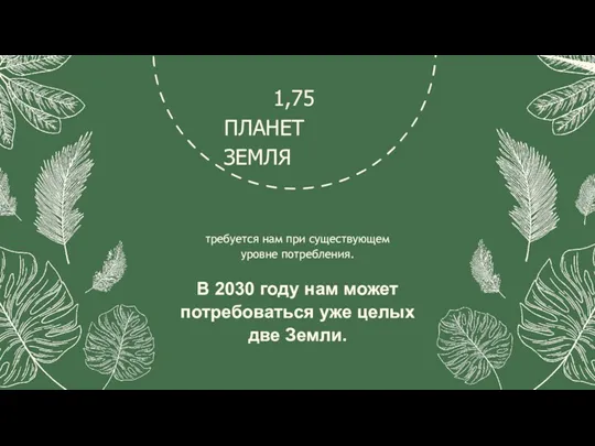 1,75 ПЛАНЕТ ЗЕМЛЯ требуется нам при существующем уровне потребления. В