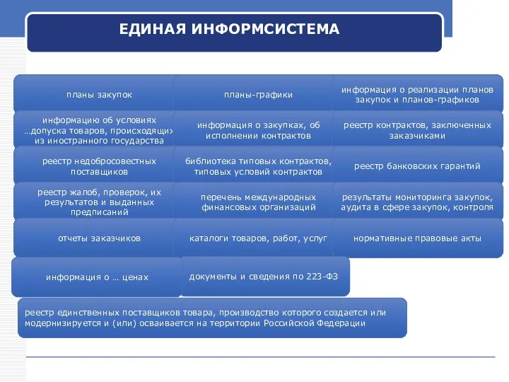 ЕДИНАЯ ИНФОРМСИСТЕМА планы закупок планы-графики информация о реализации планов закупок