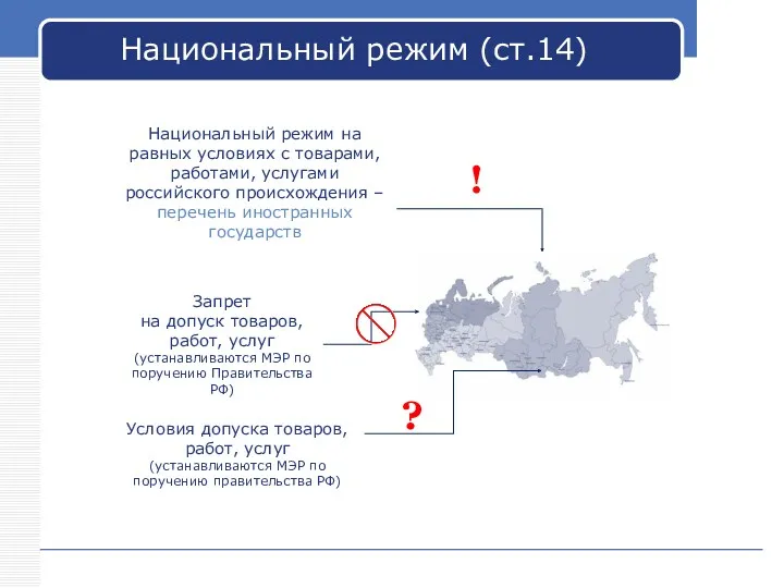 Национальный режим на равных условиях с товарами, работами, услугами российского