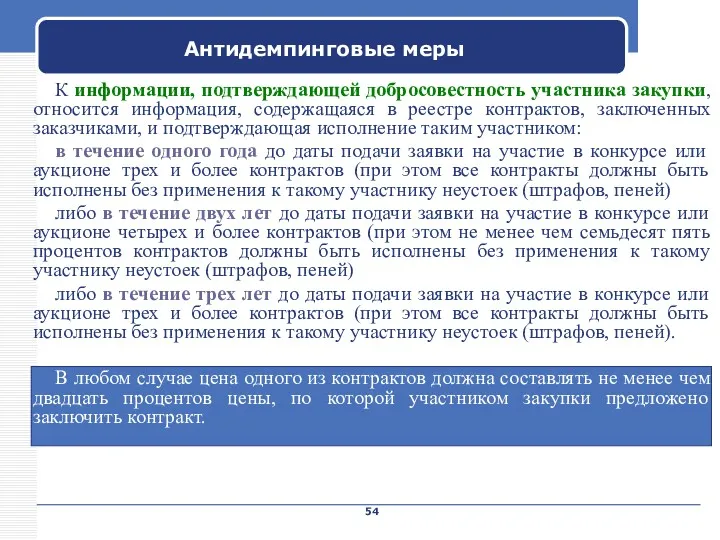 Company Name Антидемпинговые меры К информации, подтверждающей добросовестность участника закупки,