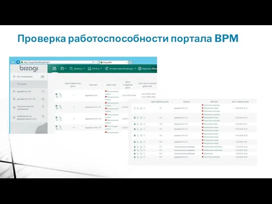 Проверка работоспособности портала BPM