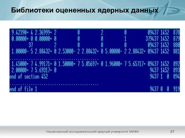 Библиотеки оцененных ядерных данных Национальный исследовательский ядерный университет МИФИ