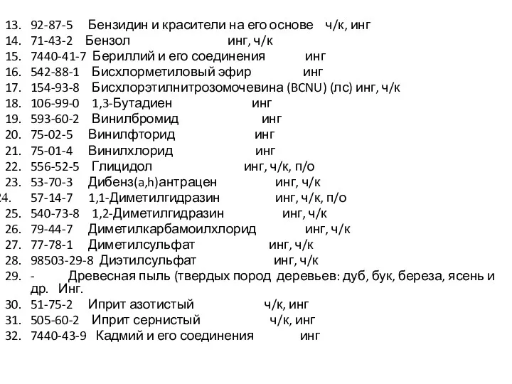 13. 92-87-5 Бензидин и красители на его основе ч/к, инг