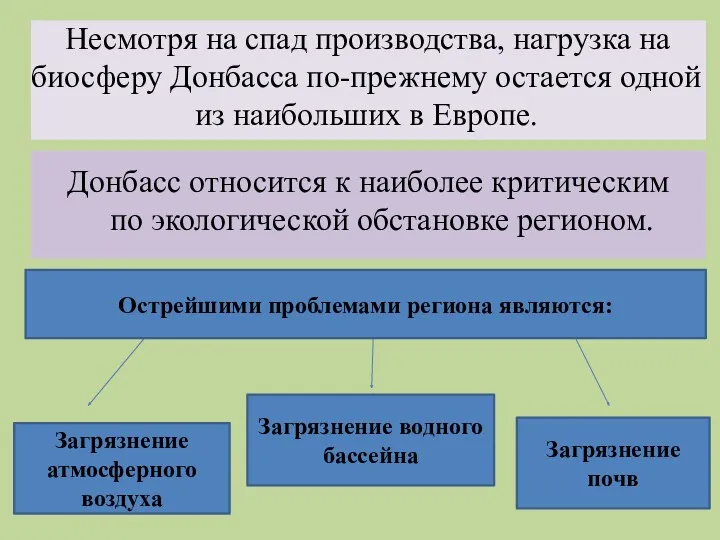 Несмотря на спад производства, нагрузка на биосферу Донбасса по-прежнему остается