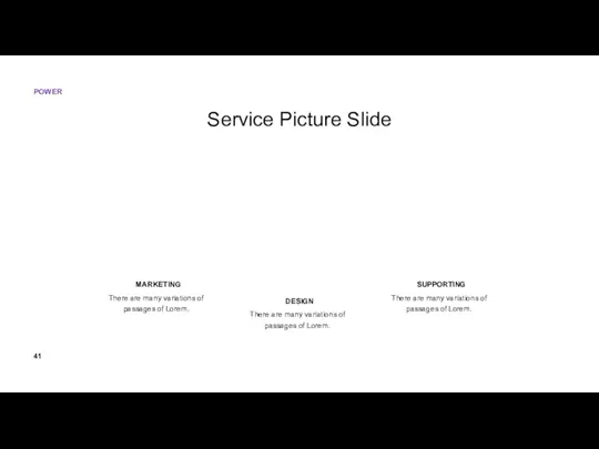 Service Picture Slide MARKETING There are many variations of passages of Lorem. SUPPORTING