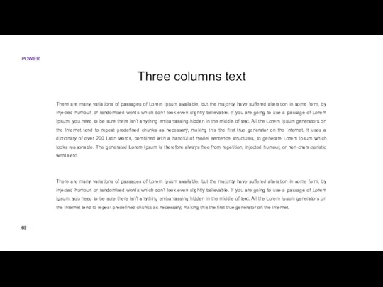 Three columns text There are many variations of passages of