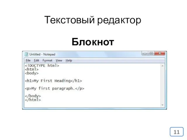 Блокнот Текстовый редактор