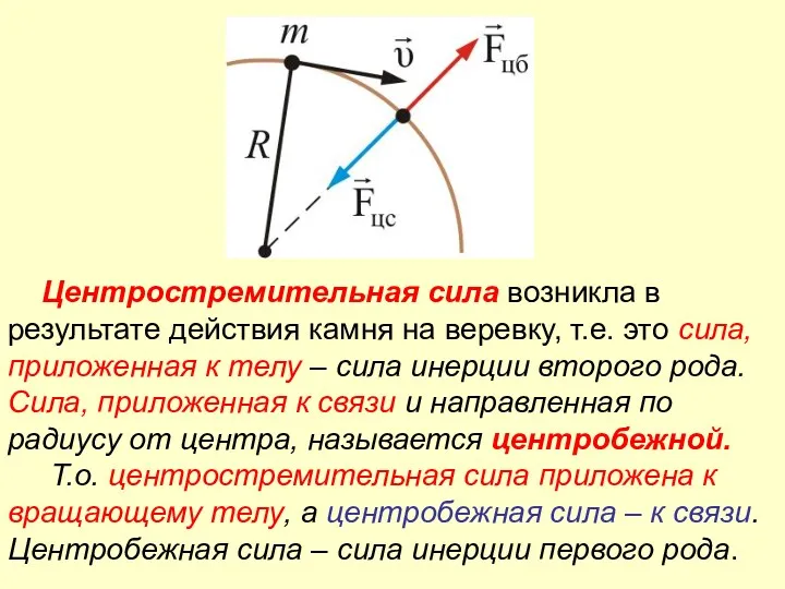 Центростремительная сила возникла в результате действия камня на веревку, т.е.