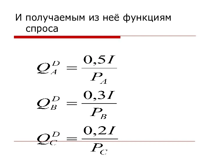 И получаемым из неё функциям спроса