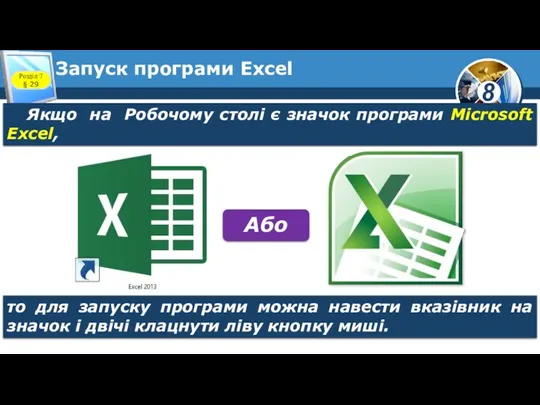 Запуск програми Excel Якщо на Робочому столі є значок програми