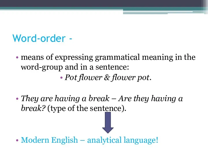 Word-order - means of expressing grammatical meaning in the word-group