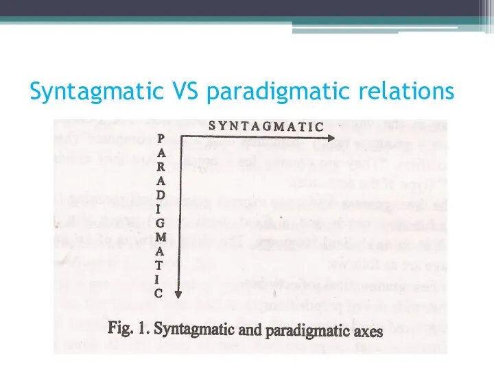 Syntagmatic VS paradigmatic relations