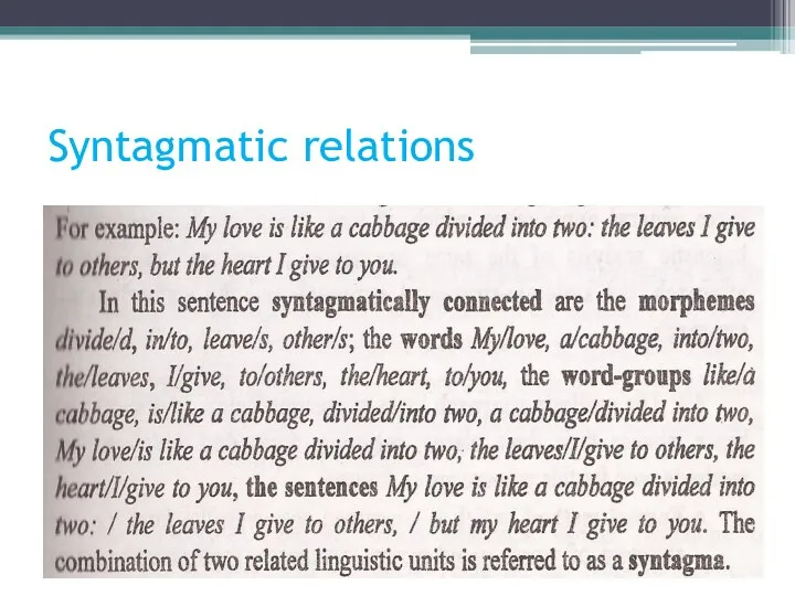 Syntagmatic relations