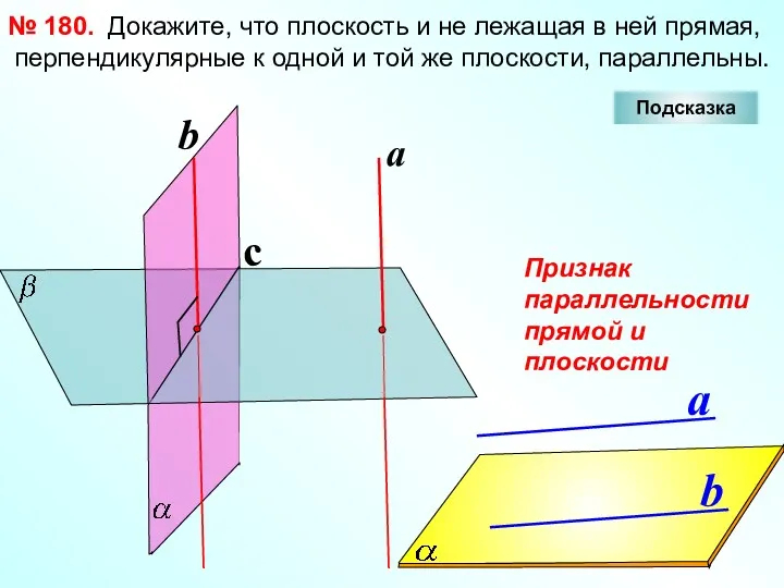 Докажите, что плоскость и не лежащая в ней прямая, перпендикулярные