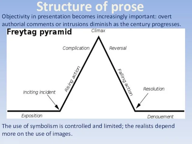 Structure of prose Objectivity in presentation becomes increasingly important: overt