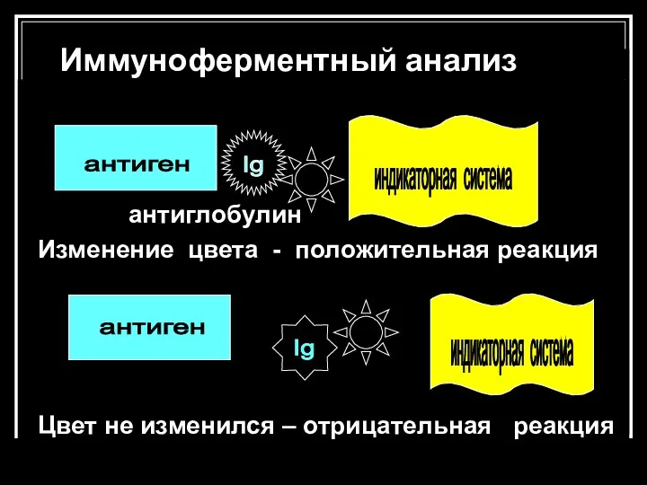 Иммуноферментный анализ антиглобулин Изменение цвета - положительная реакция Цвет не