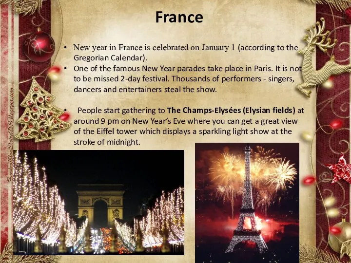 England In France New year in France is celebrated on