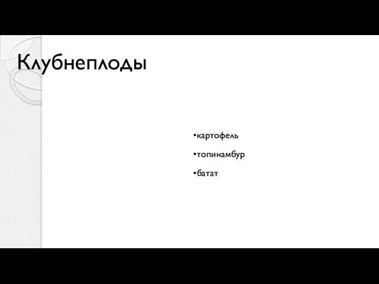 Клубнеплоды картофель топинамбур батат