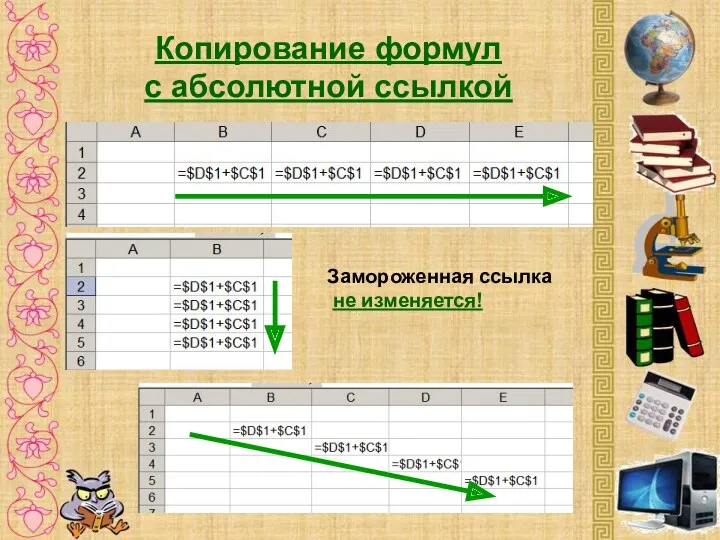 Копирование формул с абсолютной ссылкой Замороженная ссылка не изменяется!