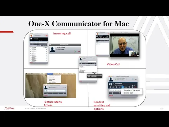 One-X Communicator for Mac Incoming call Video Call Feature Menu Access Context sensitive call options