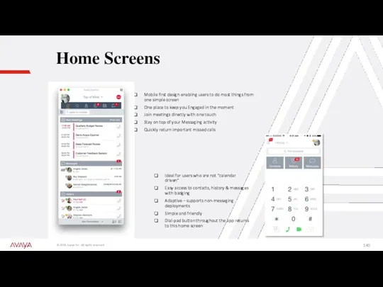 Home Screens Mobile first design enabling users to do most