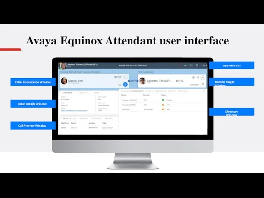 Avaya Equinox Attendant user interface