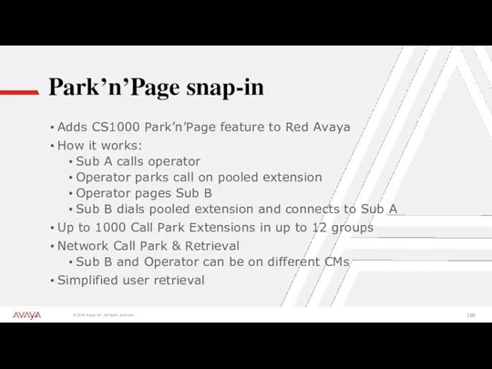 Park’n’Page snap-in Adds CS1000 Park’n’Page feature to Red Avaya How