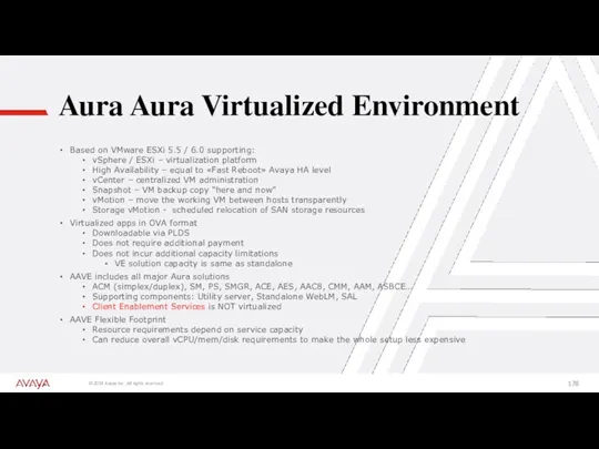 Aura Aura Virtualized Environment Based on VMware ESXi 5.5 /