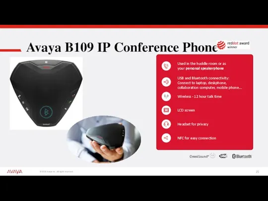 Avaya B109 IP Conference Phone Used in the huddle room