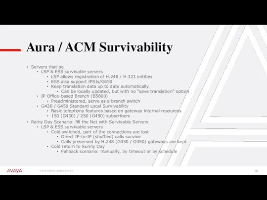 Aura / ACM Survivability Servers that be LSP & ESS