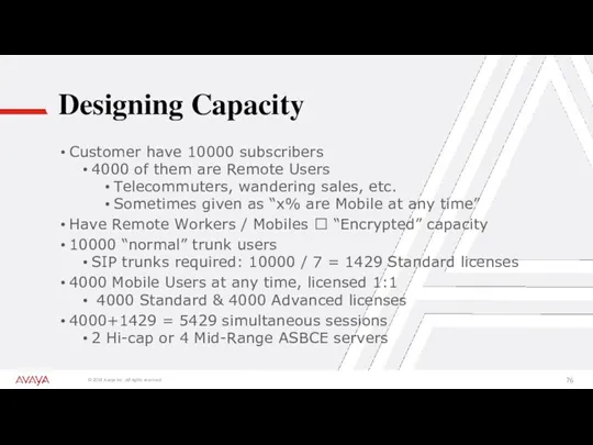 Designing Capacity Customer have 10000 subscribers 4000 of them are