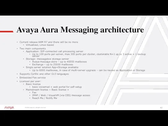 Avaya Aura Messaging architecture Current release AAM R7 and there