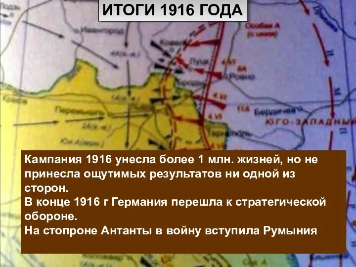 Куляшова И.П. ИТОГИ 1916 ГОДА Кампания 1916 унесла более 1