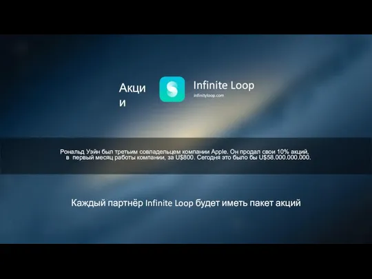 Infinite Loop infinityloop.com Акции Рональд Уэйн был третьим совладельцем компании