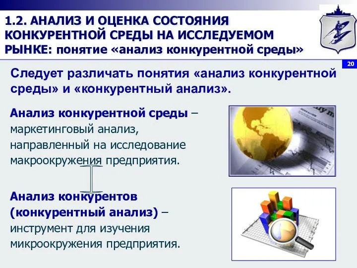 1.2. АНАЛИЗ И ОЦЕНКА СОСТОЯНИЯ КОНКУРЕНТНОЙ СРЕДЫ НА ИССЛЕДУЕМОМ РЫНКЕ: